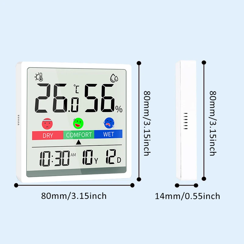 Digital Hygrometer Digital Hygrometer, Indoor Temperature, Humidity Meter, Sensor, Hygrometer, Weather Station, Large Screen LCD