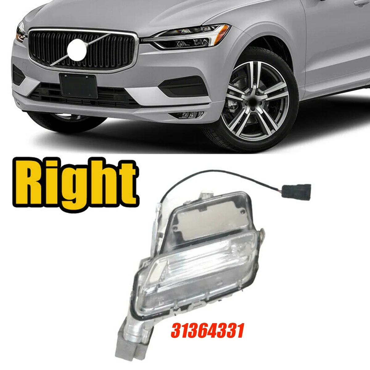 Right Front Bumper Fog Light Position Lamp 31364331 for Volvo XC60 2014-2018 Car DRL Daytime Running Light