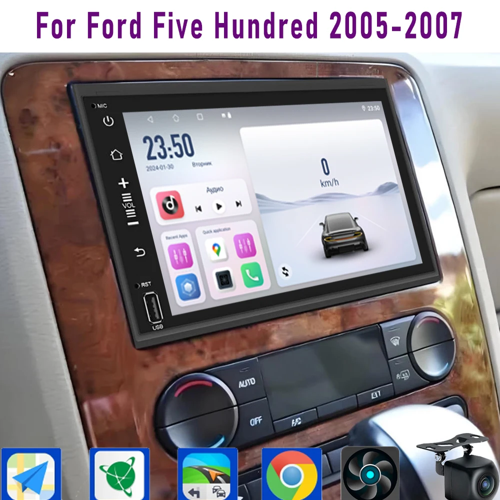 

GPS 7" For Ford Five Hundred 2005-2007 Wireless CarPlay Android 15 Car Radio WIFI Multimedia Player Head Unit Google Map Camera