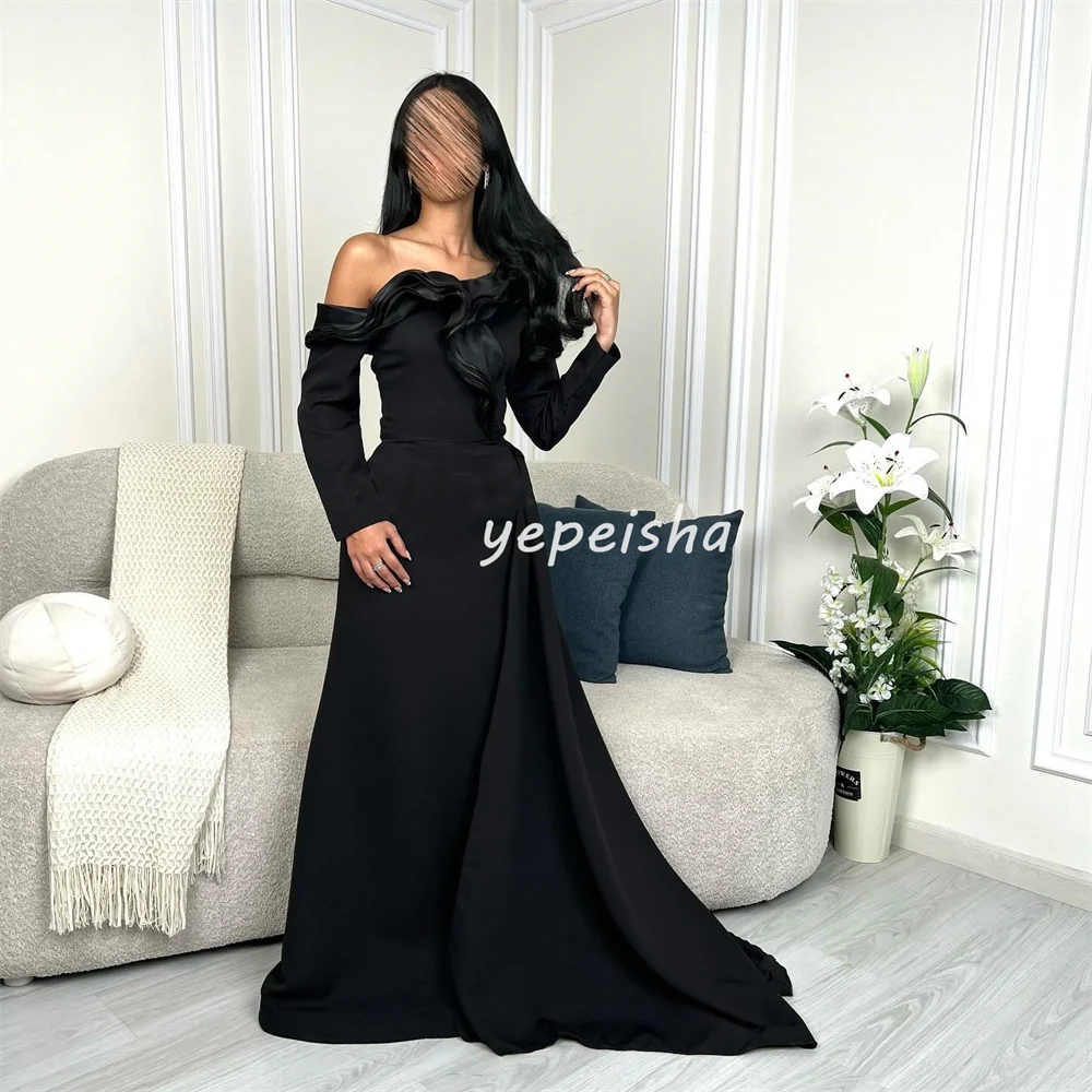 فساتين طويلة مخصصة بطيات مكشكشة على شكل حرف a مكشوفة الكتف فساتين مناسبة مخصصة مقاسات متاحة رائعة وأنيقة