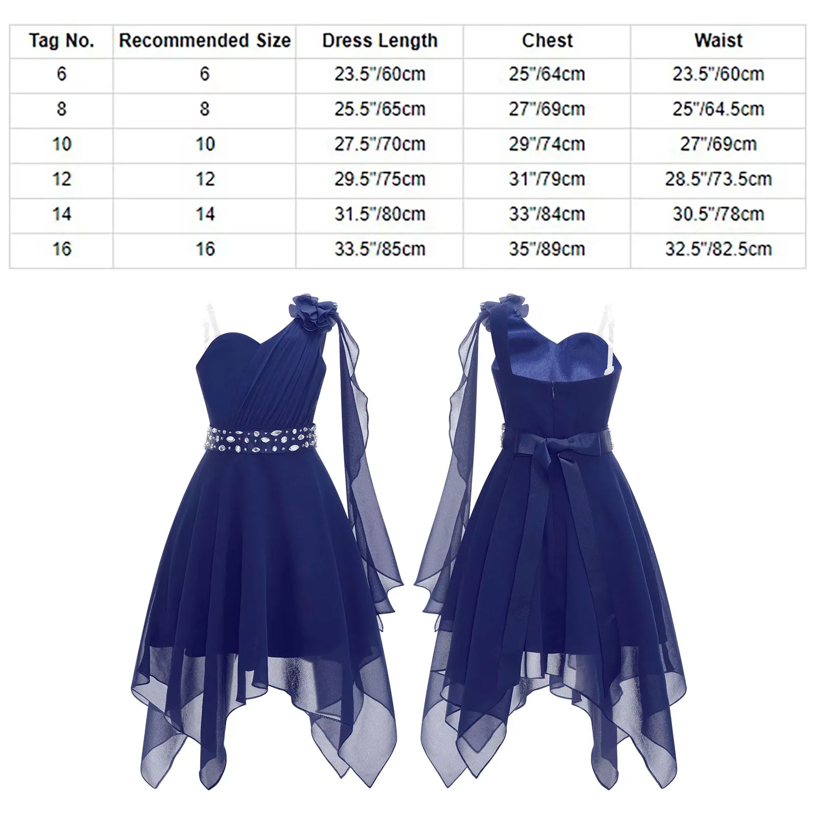 Robes de demoiselles d'honneur junior pour petites filles, asymétrique épaule dénudée, en mousseline de soie, fleurs d'été, robes de bal formelles de mariage avec appliques 3D