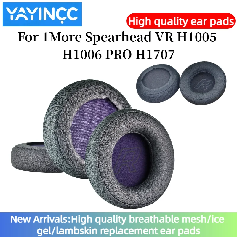 

YAYINCC Replacement Protein Leather Ear Pads Cushion Cover Earpads For 1More Spearhead VR H1005 H1006 PRO H1707 Headset