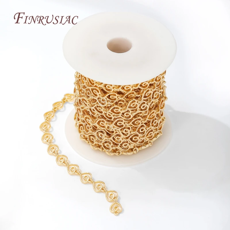 1M 14K Gold Plated Heart Link Chain Spool Hollow Swirl Heart Chain For DIY Necklace Bracelet Jewelry Making Supplies view 6