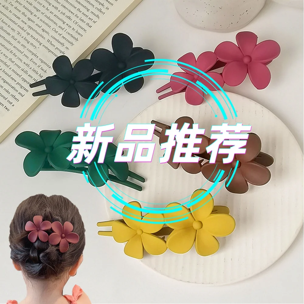 

Large Size Hair Claws Frosted Flower Big Hair Clamp Double Flower Ponytail Hairpin Simple Hair Accessories Acrylic Duckbill Clip