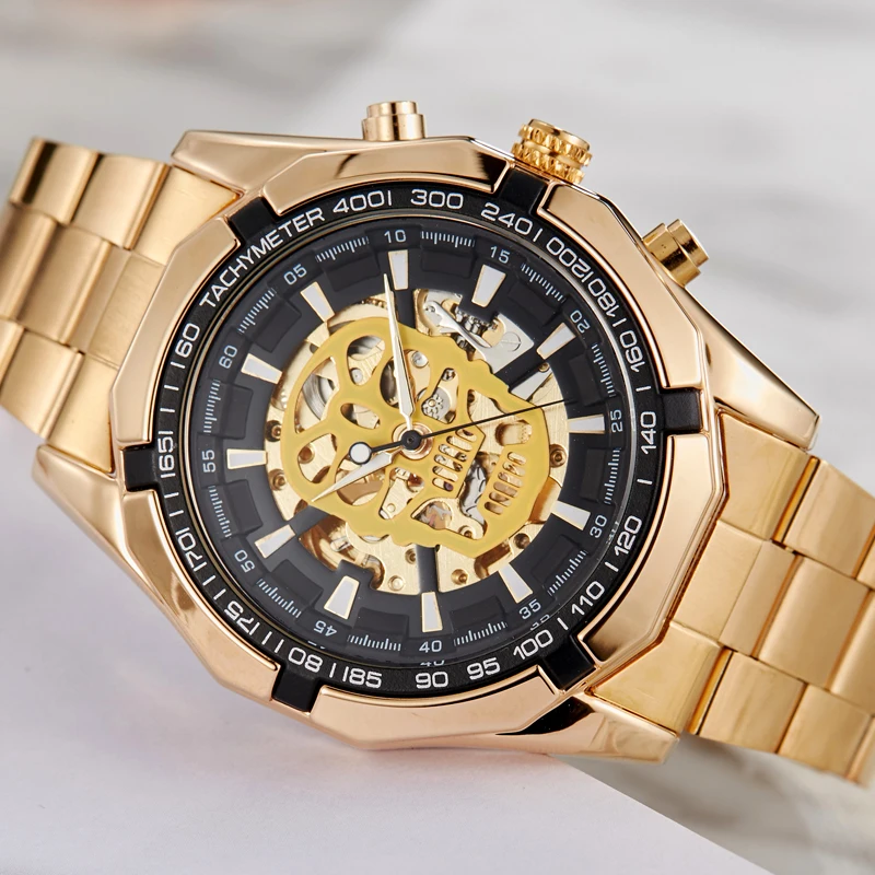 Luxury Skull Watch Men Skeleton Automatic Mechanical Watch Gold Skeleton Vintage Man Watch Mens Watches Top Brand Luxury час