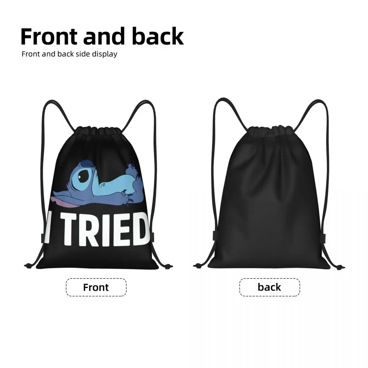 Custom Anime Drawstring Backpack Women Men Sport Gym Sackpack Foldable I Tried Training Bag Sack