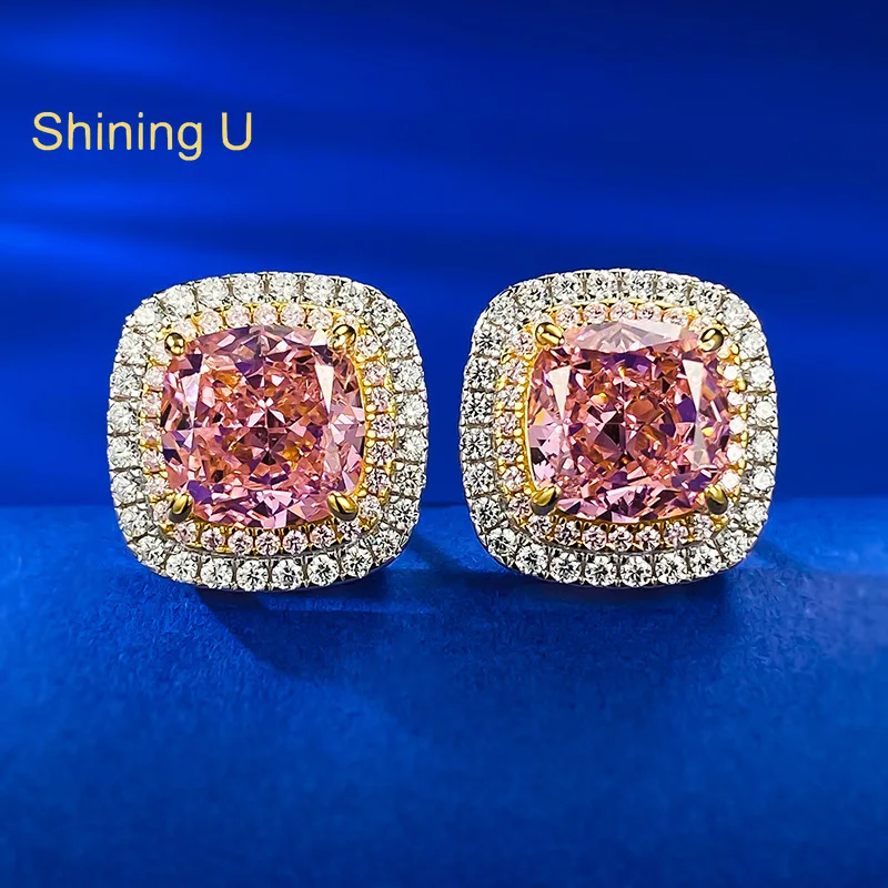 

Блестящие серьги-гвоздики из стерлингового серебра 925 пробы 8*8 мм с высокоуглеродистыми бриллиантами для женщин, ювелирные изделия для помолвки