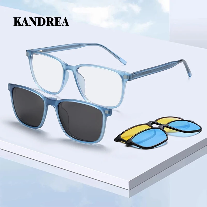 KANDREA Gafas de sol polarizadas unisex con clip magnético de diseño minimalista, gafas graduadas personalizables CL102