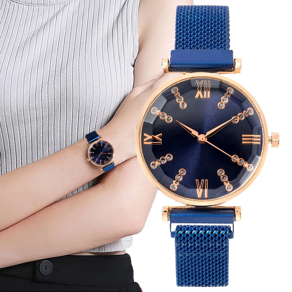 

Luxury Roman Diamond Ladies Branded Quartz Watch Fashion Magnetic Clasp Stainless Steel 2023 Women Dress Clock Watches