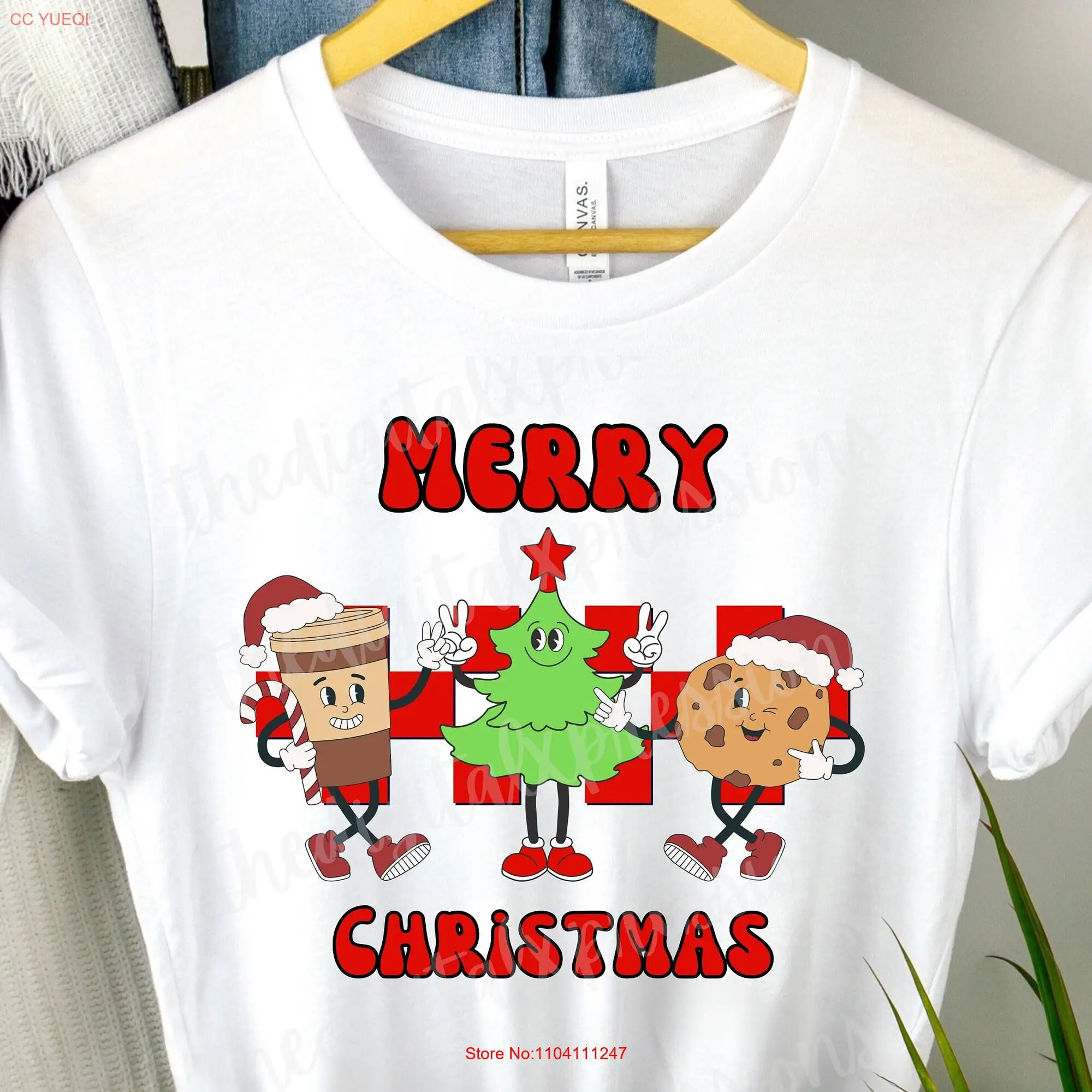 Retro Christmas t shirt Vibes Holiday Party for present long or short sleeves