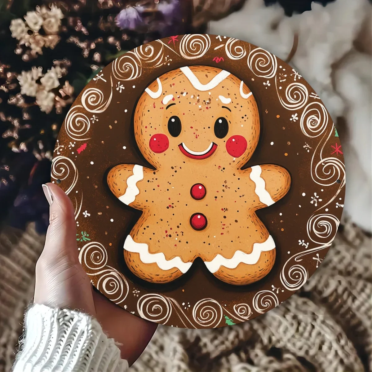Gingerbread Man Aluminum Stencil Sign, Suitable for Christmas Wreath, Perfect for Indoor And Outdoor Decoration in Home, Cafe