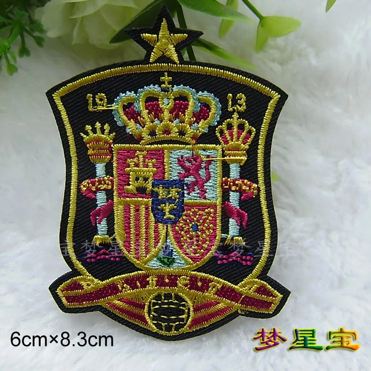 Embroidered badge logo clothing with adhesive tape on the back