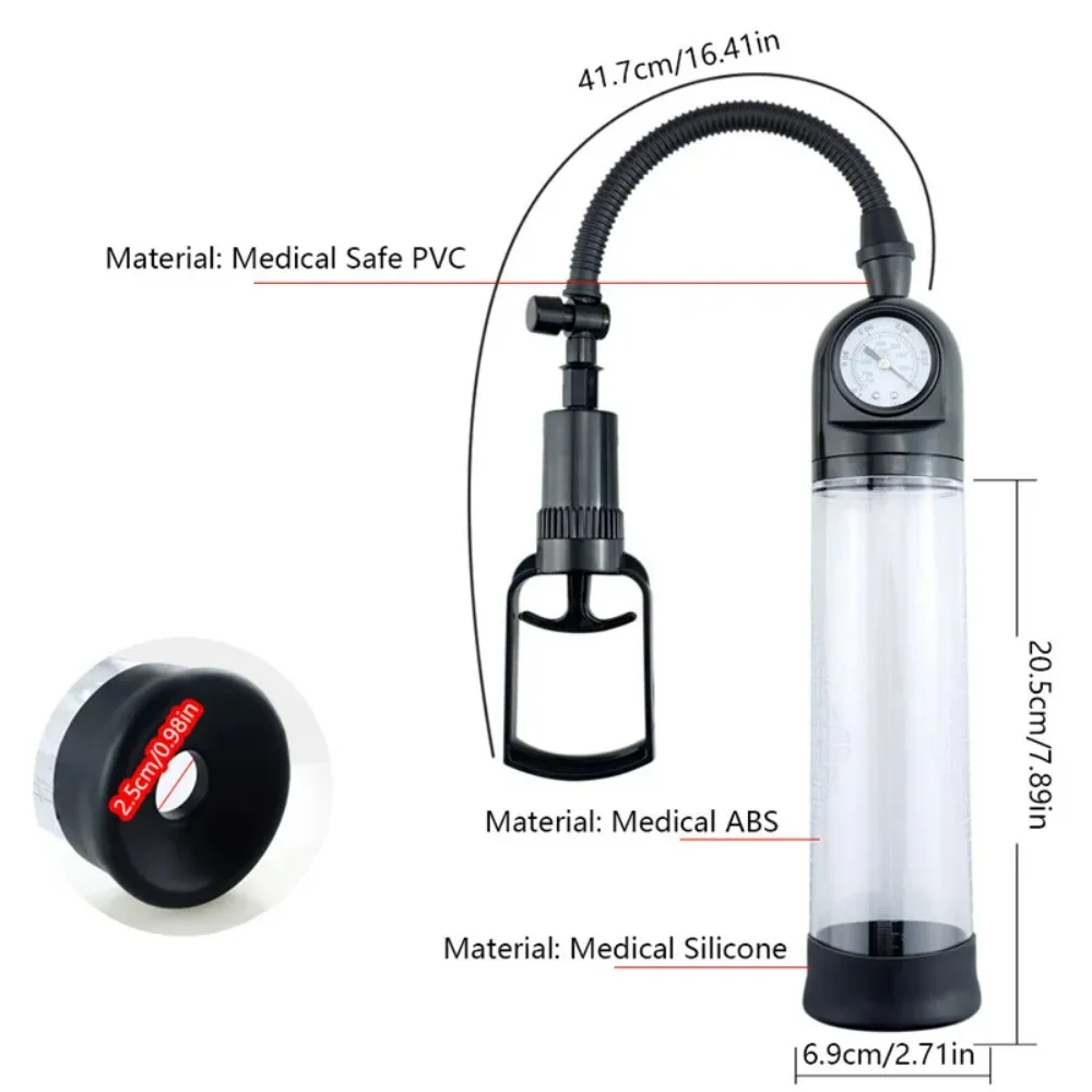 Male Penis Pump Manual Vacuum Pump Enlarger Big Dick Stimulate Extender Masturbator Dick Lasting Trainer Masturbator Man Sex Toy view 3