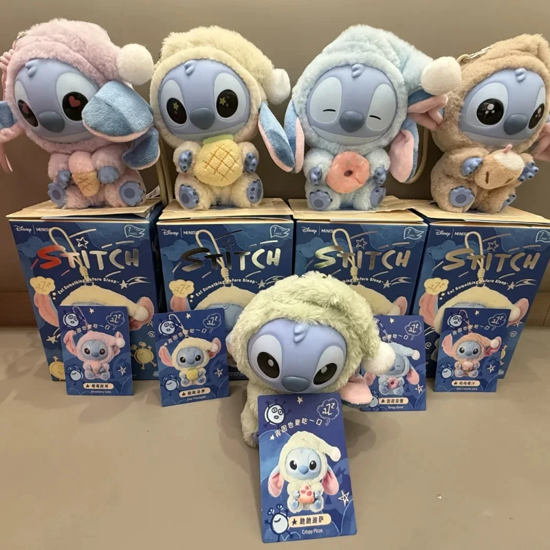 MINISO Stitch Take A Bite เมื่อคุณ Sleepy ชุดกล่องตาบอด Tabletop เครื่องประดับตุ๊กตาอะนิเมะ Surprise กล่องวันหยุดของขวัญของเล่น