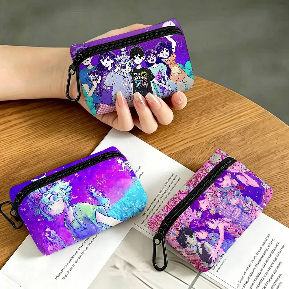 Anime Omori Multifunctional Oxford Cloth Small Pouch With Hook Mini Coin Wallet Earbud Storage Bag