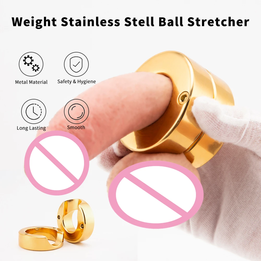 Silver/Gold Heavy Ball Stretcher Metals Scrotum Testicle Stretching  CBT Sex Toy For Men Cockring Male Chastity Device Sex Shop