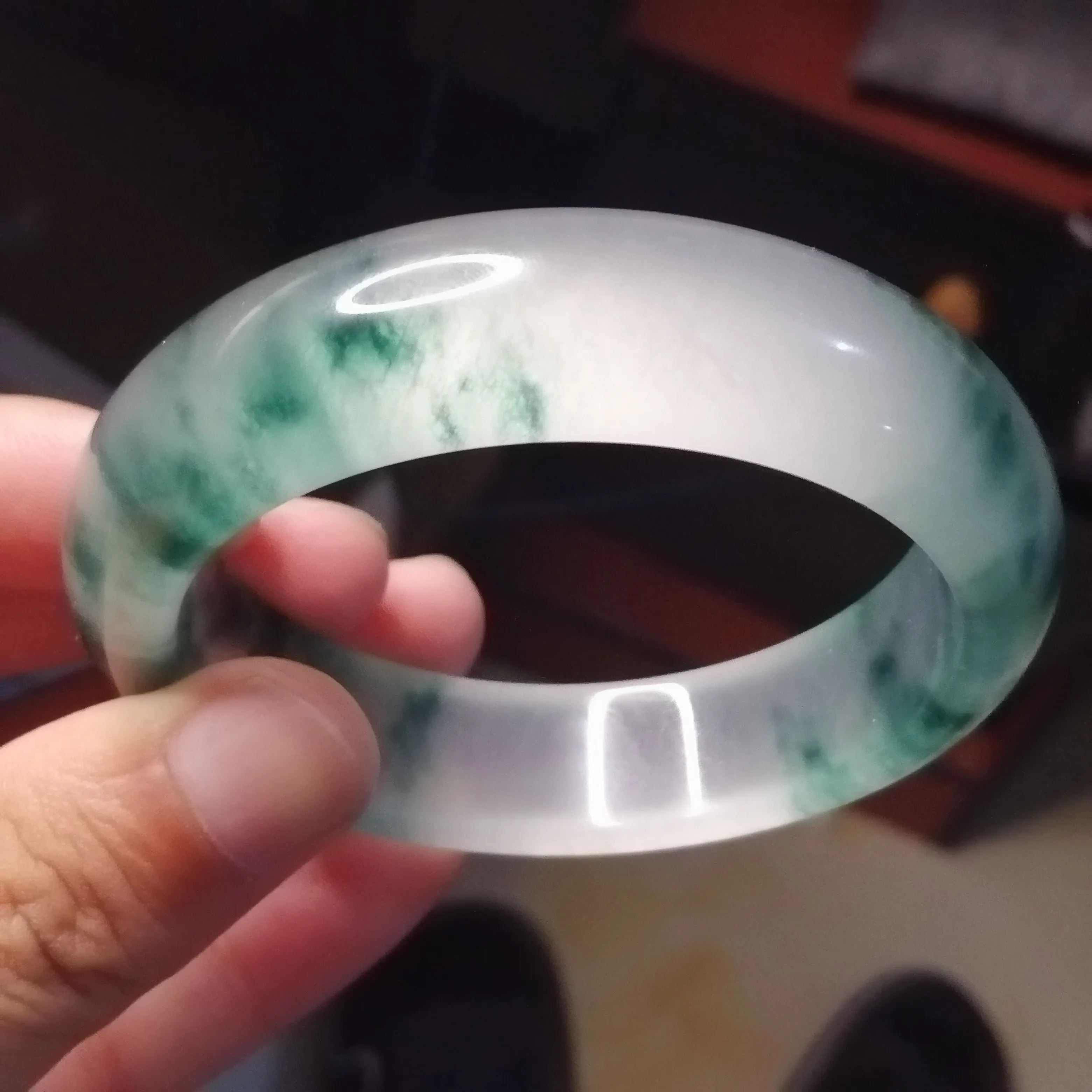 

Браслет из Мьянмы Jadeite высшего сорта а с плавающим цветком, нефритовый браслет, женские изящные ювелирные изделия из натуральной Бирмы