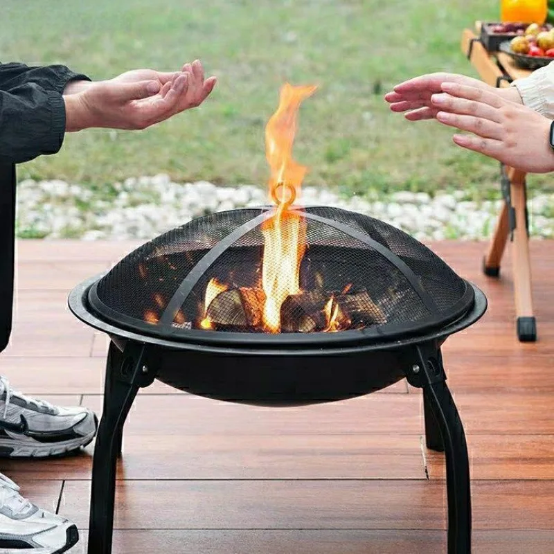 Convenient Outdoor Cast Iron BBQ Grill Foldable Fire Stove and Basin for Tea Brewing Bonfire Fireplace and Heating Stove