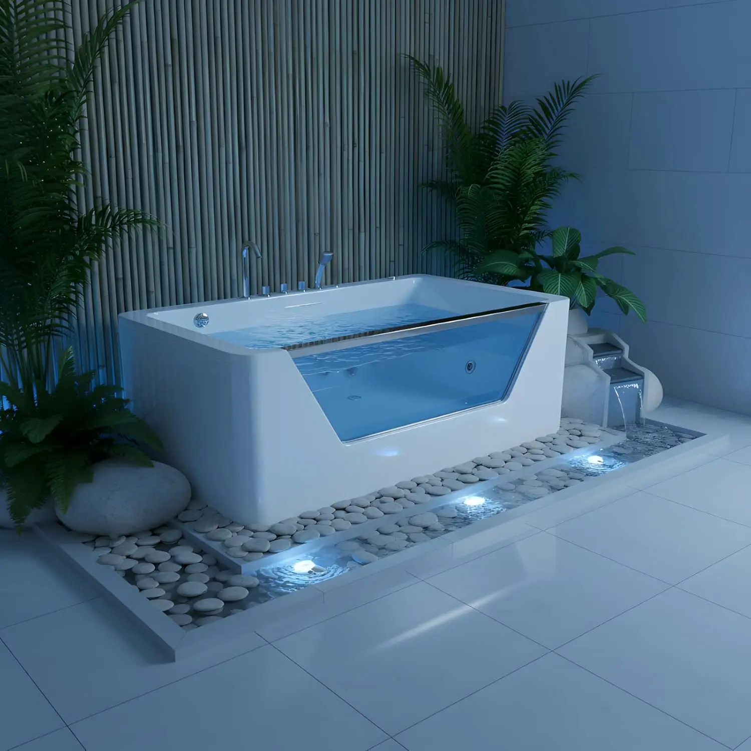 

Ванна-джакузи Whirlpool 67 дюймов, гидромассажная ванна с гидротерапией и стеклянной панелью, угловая ванна-джакузи с 3-сторонним фартуком, 89 галлонов