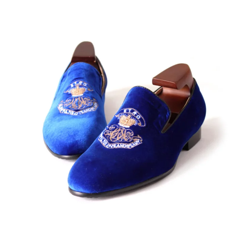 

Slip-on Man Flock Loafers Blue Breathable Men Moccasins