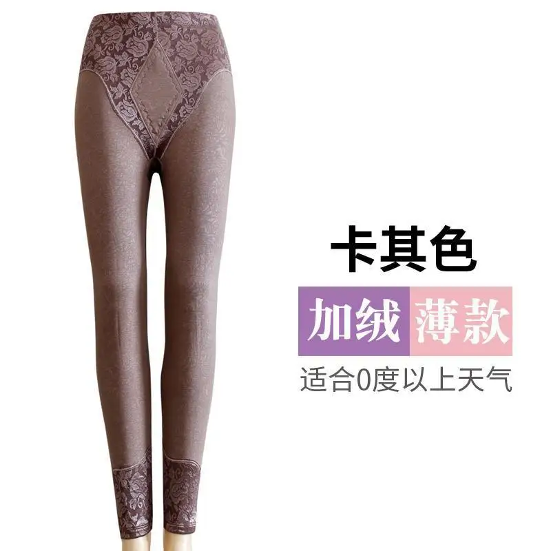 New Products Women Autumn Winter Warm Leggings Milk Feel Thermal Pants xl Large High Waist Lace Front Fleece Tight Strange Style