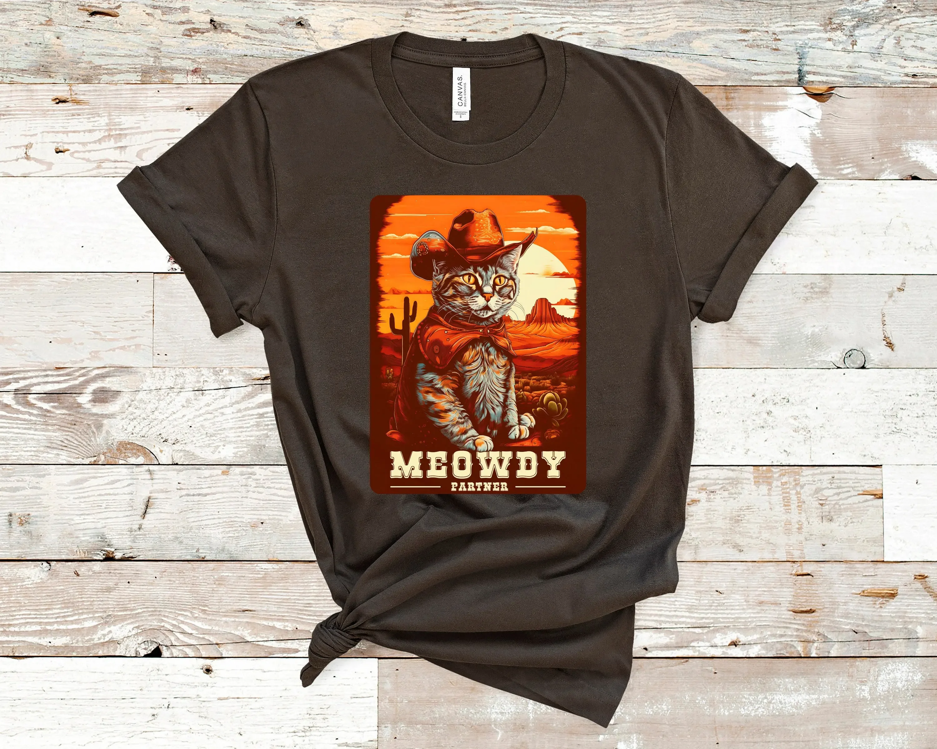 Meowdy T Shirt Cat Lovers Mom Funny Meme For Women Cowboy