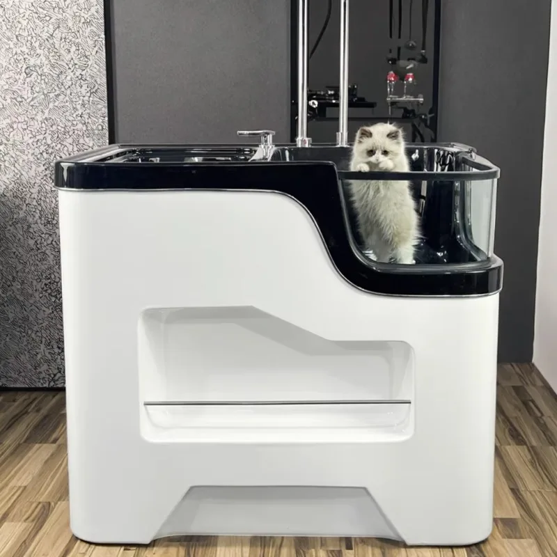 

Modern Portable Acrylic Pet Spa Tub Large Freestanding Rectangle Whirlpool Bathtub for Cleaning and Grooming for Bathroom Use