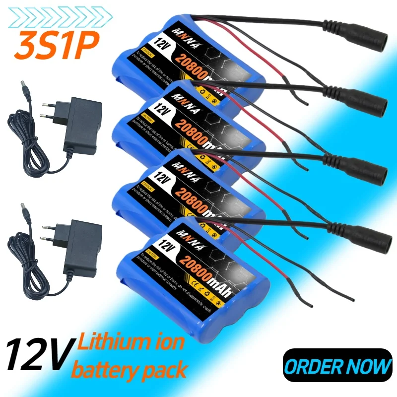 

12V rechargeable battery,18650 lithium-ion portable 3S1P battery pack,with BMS protection system for CCTV Camera Security System