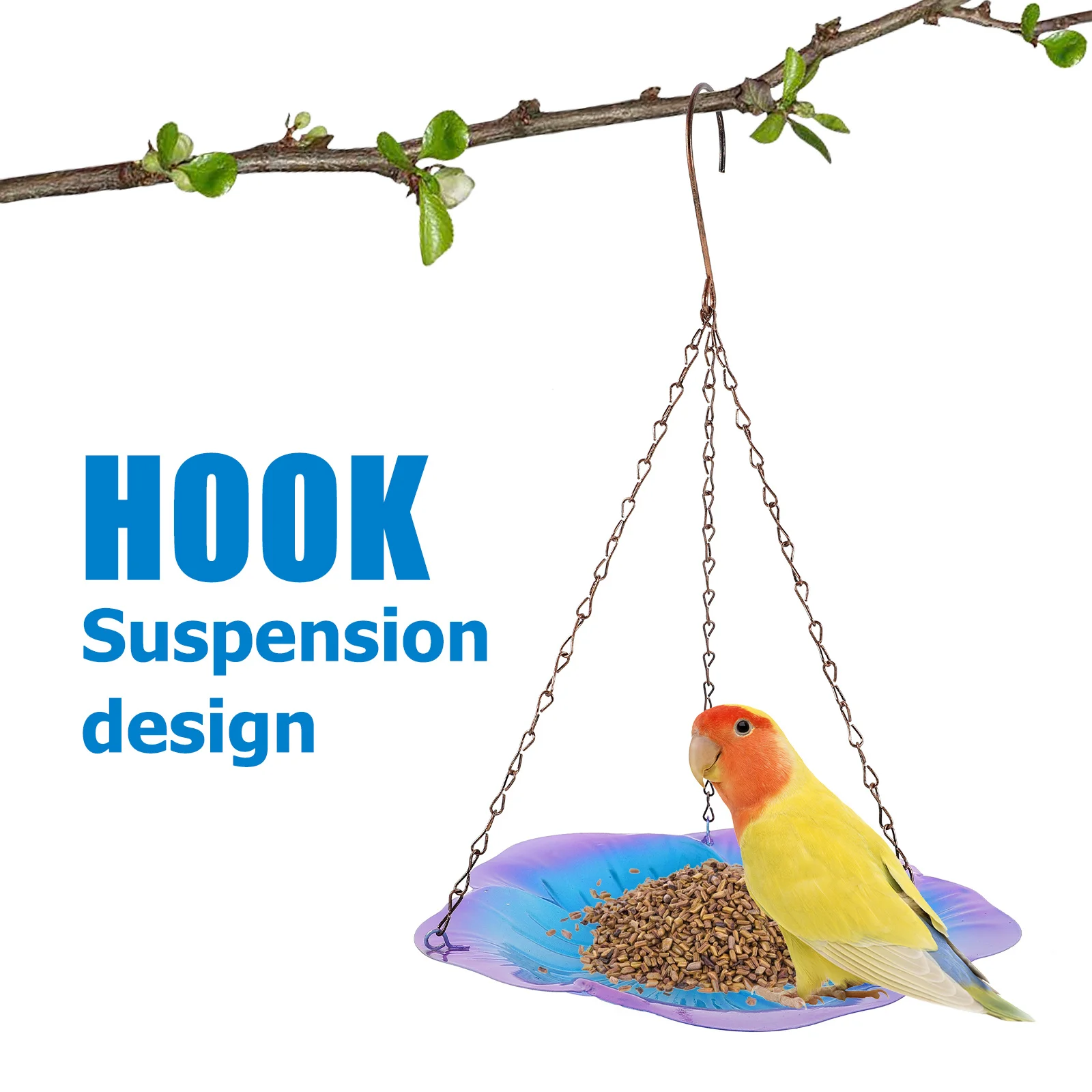 

Hanging Bird Feeder Iron Outdoor Swing Type Bird Food Tray Clean for Garden Patio Porch Window Hummingbird Feeder