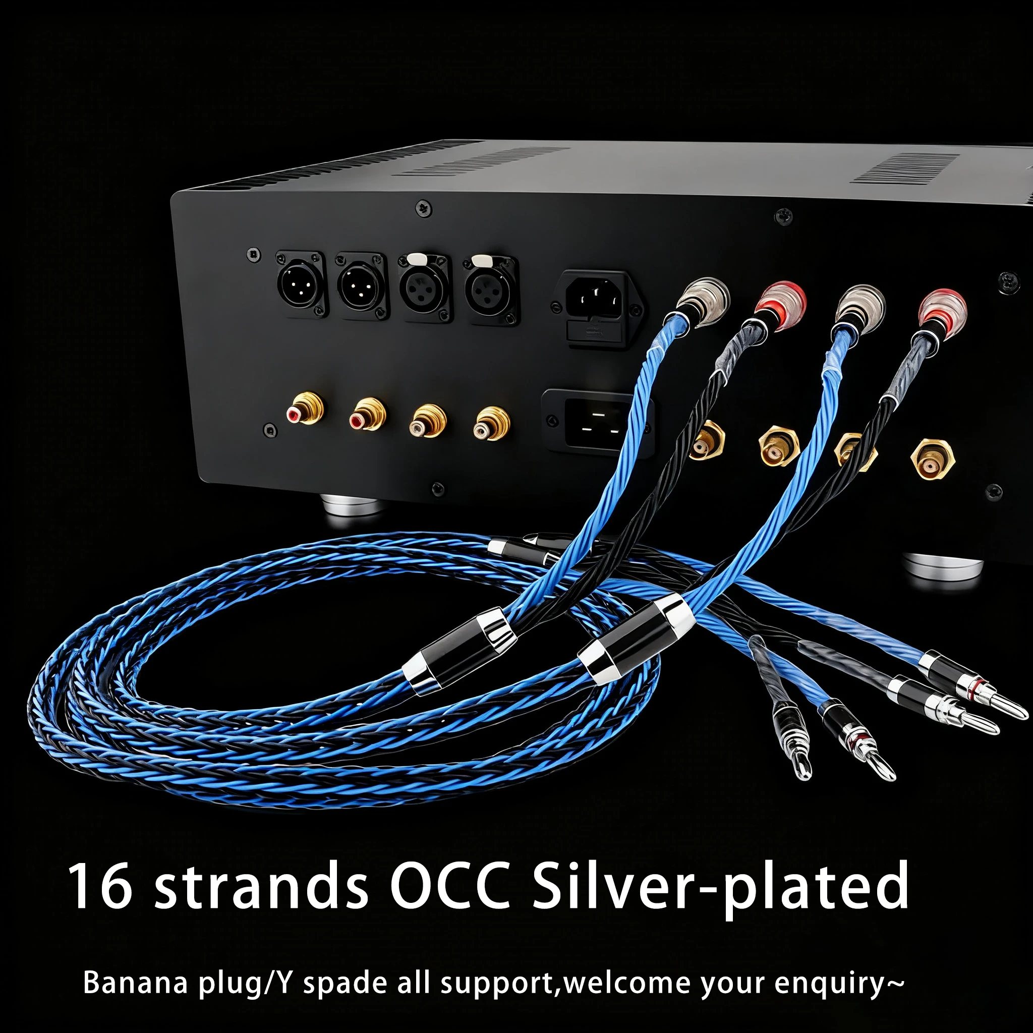 Pair Speaker Cable 16core Twist Cable banana OCC Sliver plated Loudspeaker Wire Cable Audio & Video Cables HIFI Audio Amplifier