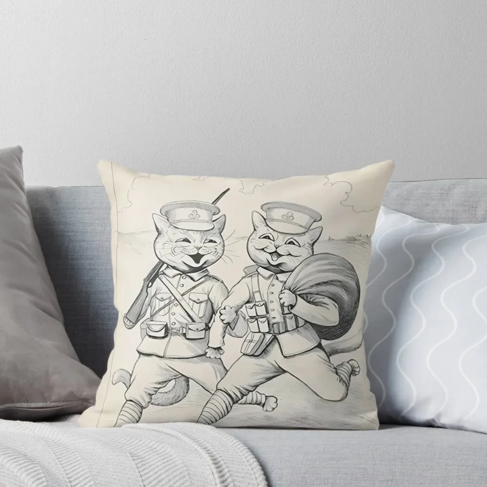 

Even the Kilkenny Cats have Shaken hands and Gone to the Front by Louis Wain Throw Pillow Pillow Cover pillow