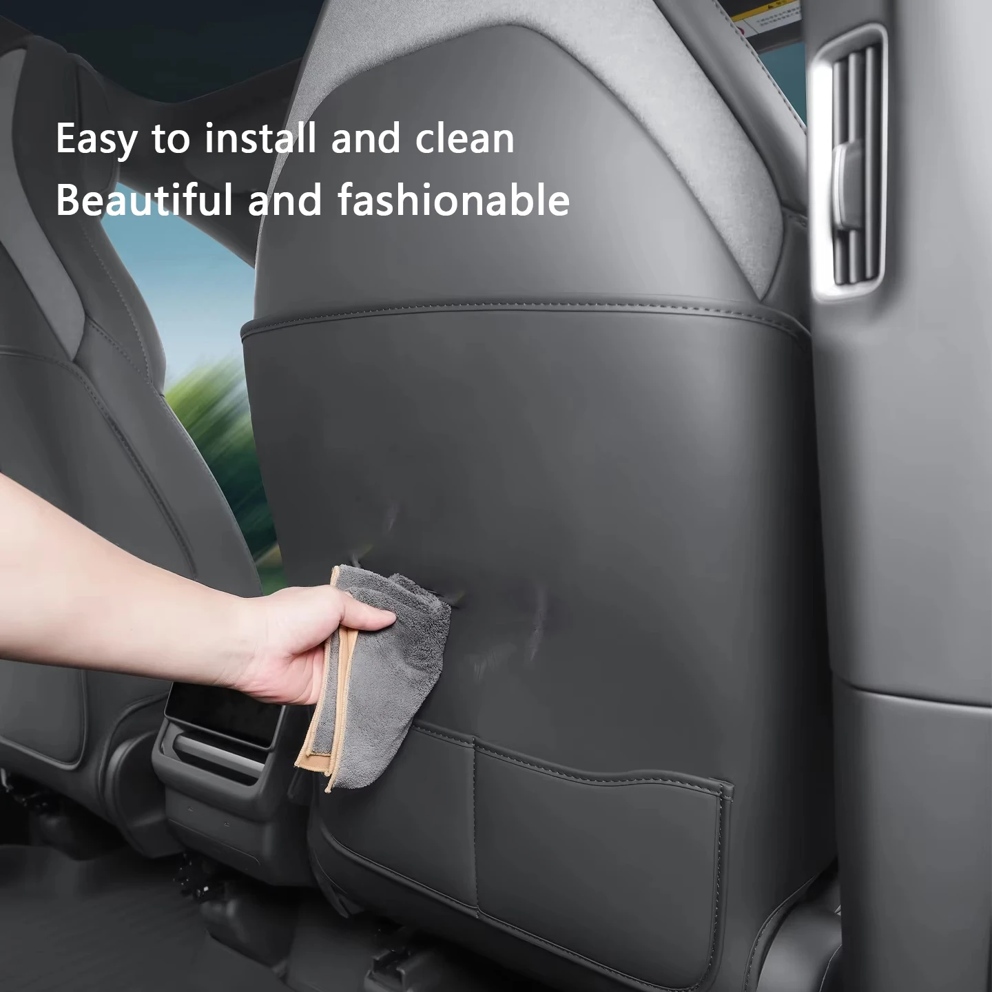 Für Tesla Model YL 6-Sitzer Auto Rückenlehnen-Antikick-Pad Leder Vollumfassender Rückenlehnen-Kratzschutz Auto-Zubehör – Detail 5