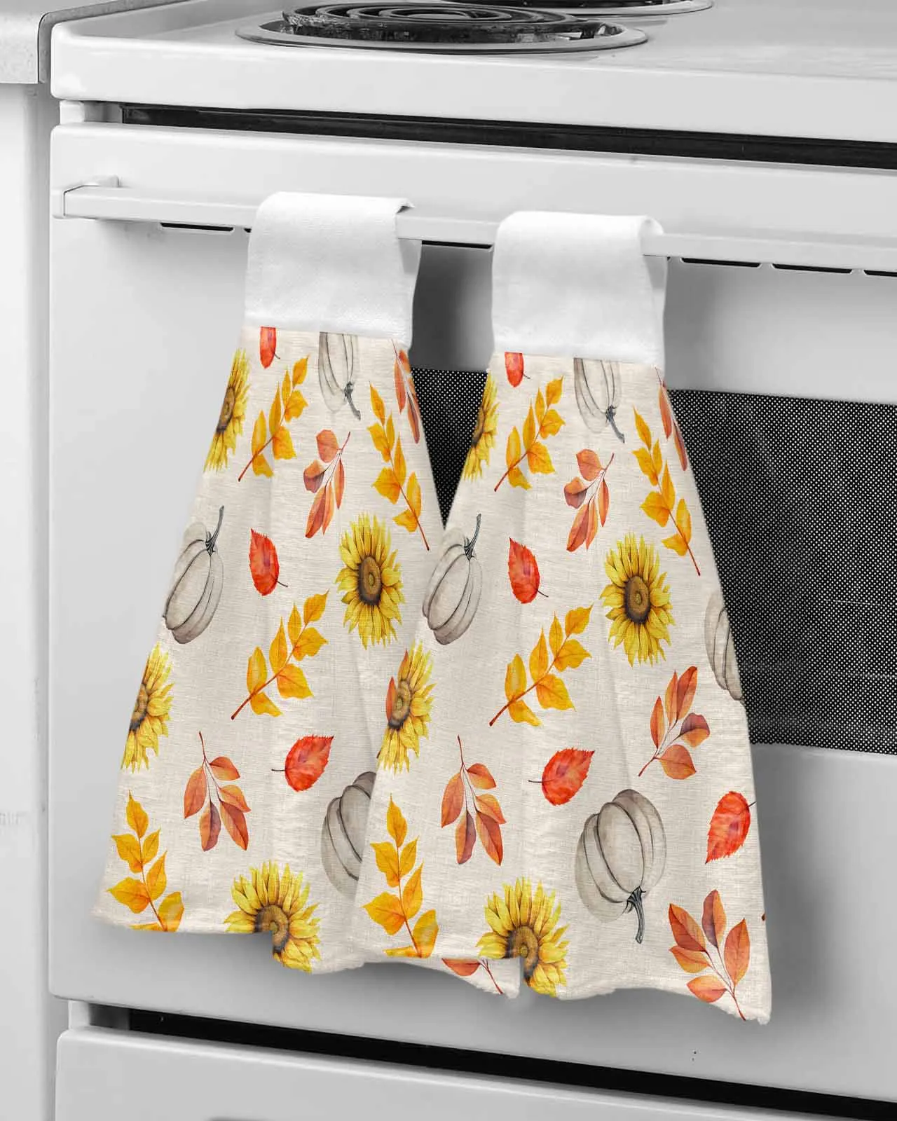 Autumn Sunflower Pumpkin Country Style Hand Towel Soft Absorbent Cloth Dishcloths Hanging Cloth Kitchen Bathroom Accessories