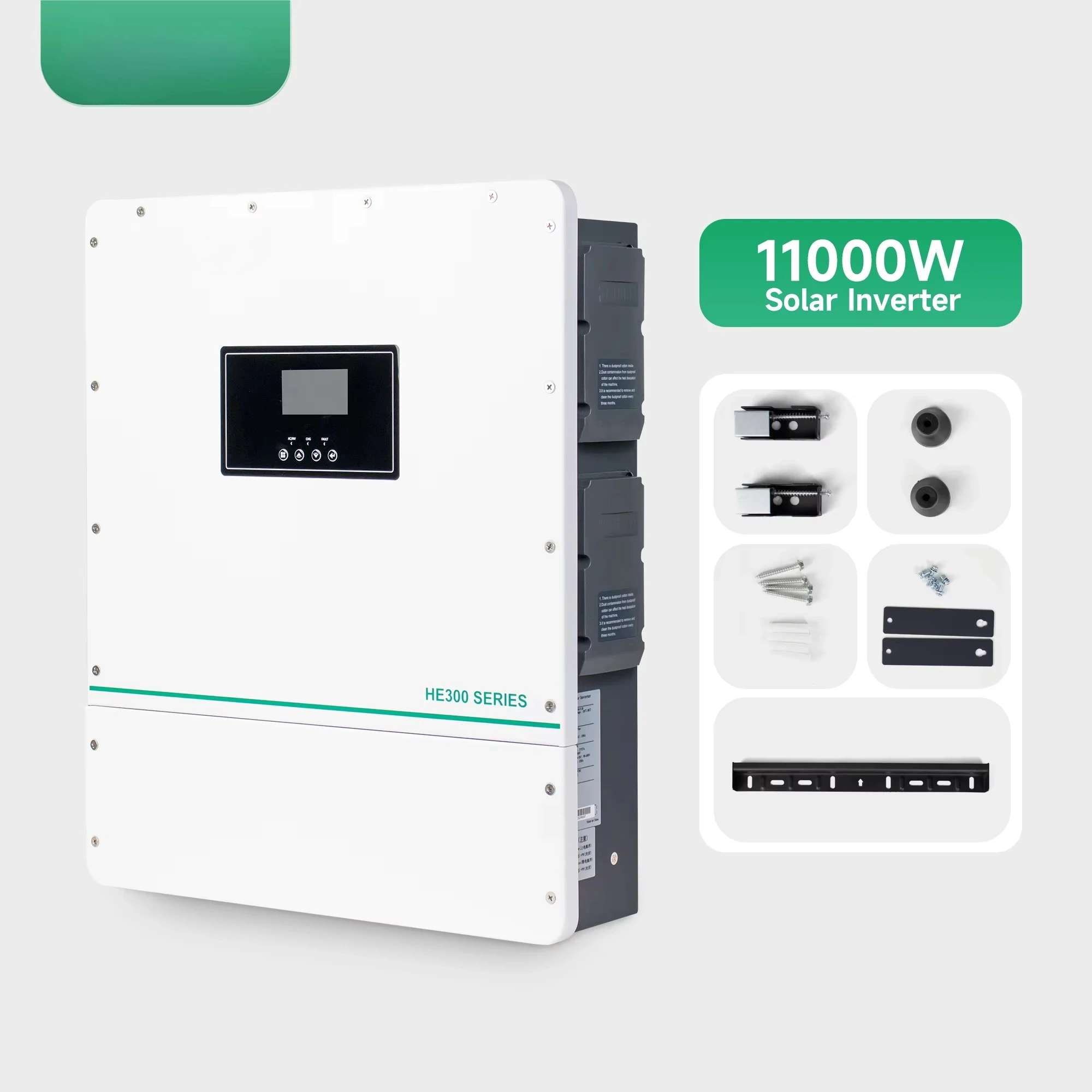 

HE300-12000-F I5 11kW Hybrid Solar Inverter, Dual MPPT, 15000W Solar PV Input, IP54, 90-500V DC, 220/230/240V AC Output, 50/60Hz