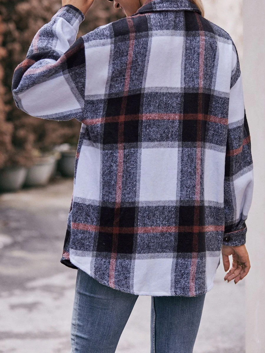 Women s 2023 Autumn Winter Plaid Flannel Button Down Shirts - Stylish Oversized Boyfriend Fit Tops for a Trendy Look