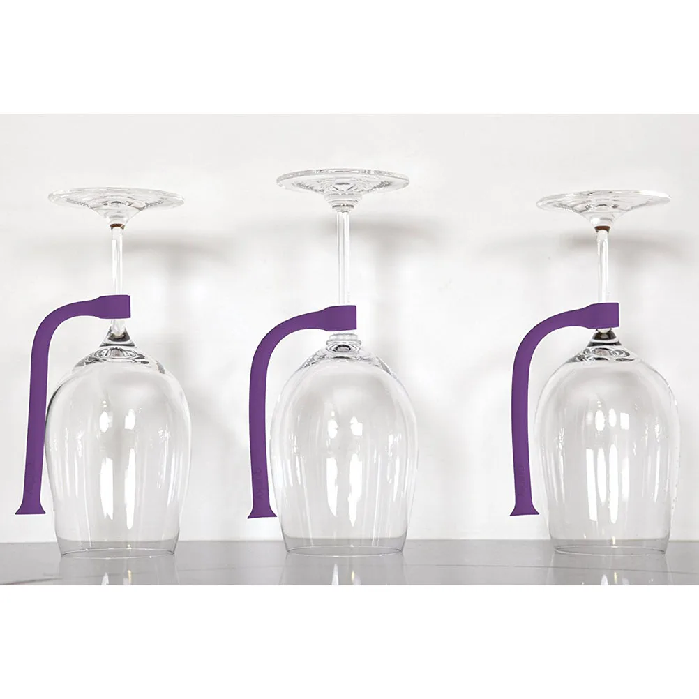 

4Pcs Purple Silicone Stemware Rack for Kitchen Bar Easy Install Wine Glass Storage Organizer Hanger Stemware Glass Rack