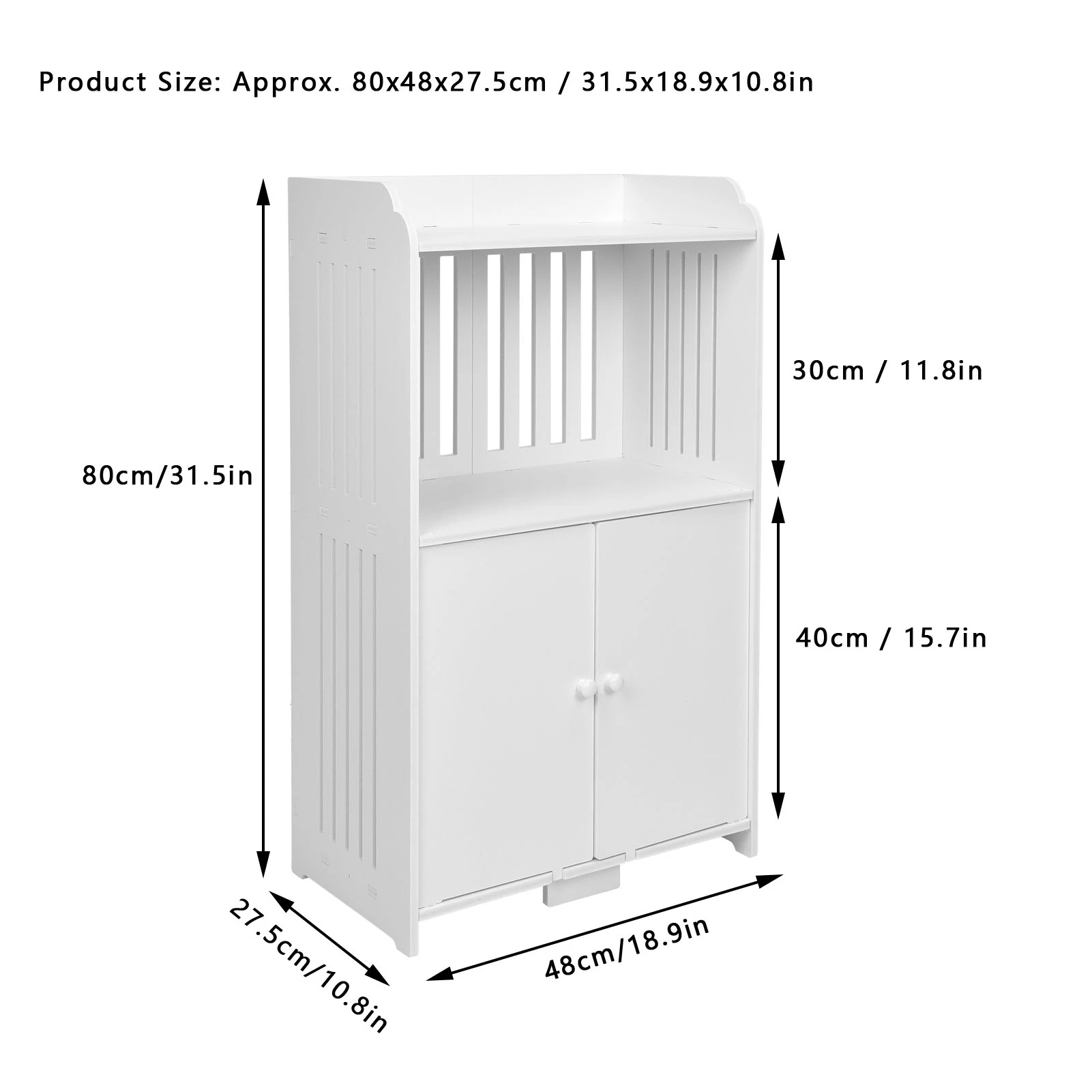 Double Door Bathroom Storage Cabinet Freestanding Cupboard Organizer Shelf Unit for Home Kitchen Furniture