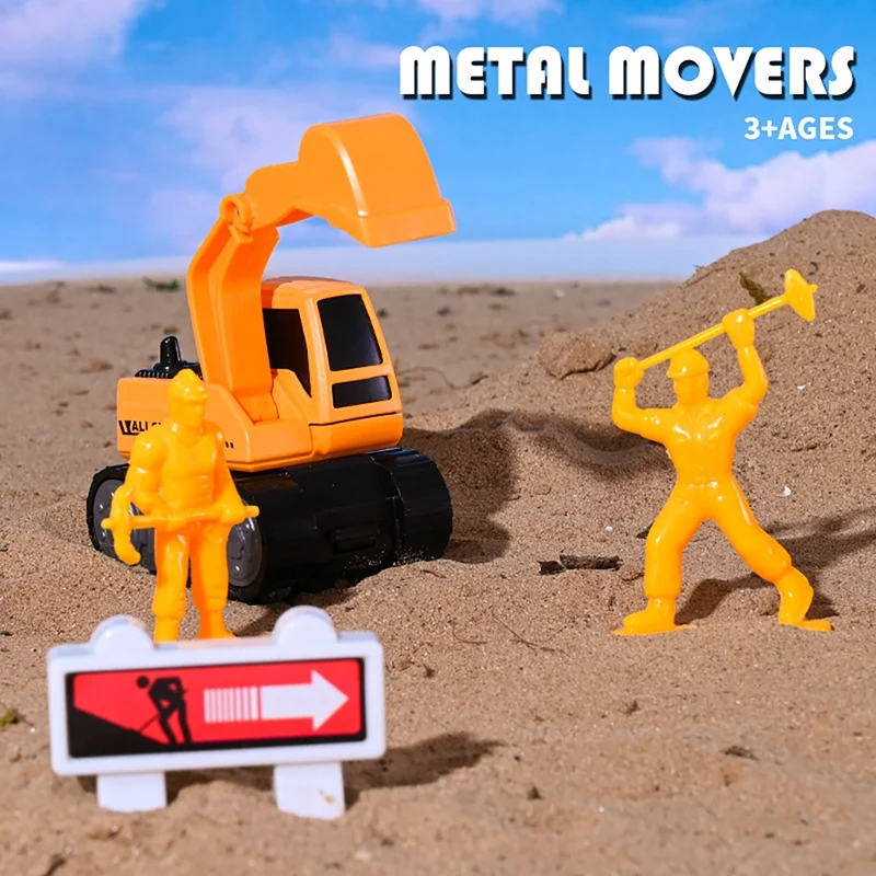 Construction Vehicle Set Ccene Parking Lot Excavator Mixer Truck Tank Truck Model Boy Car Toy Construction Site Oy Set