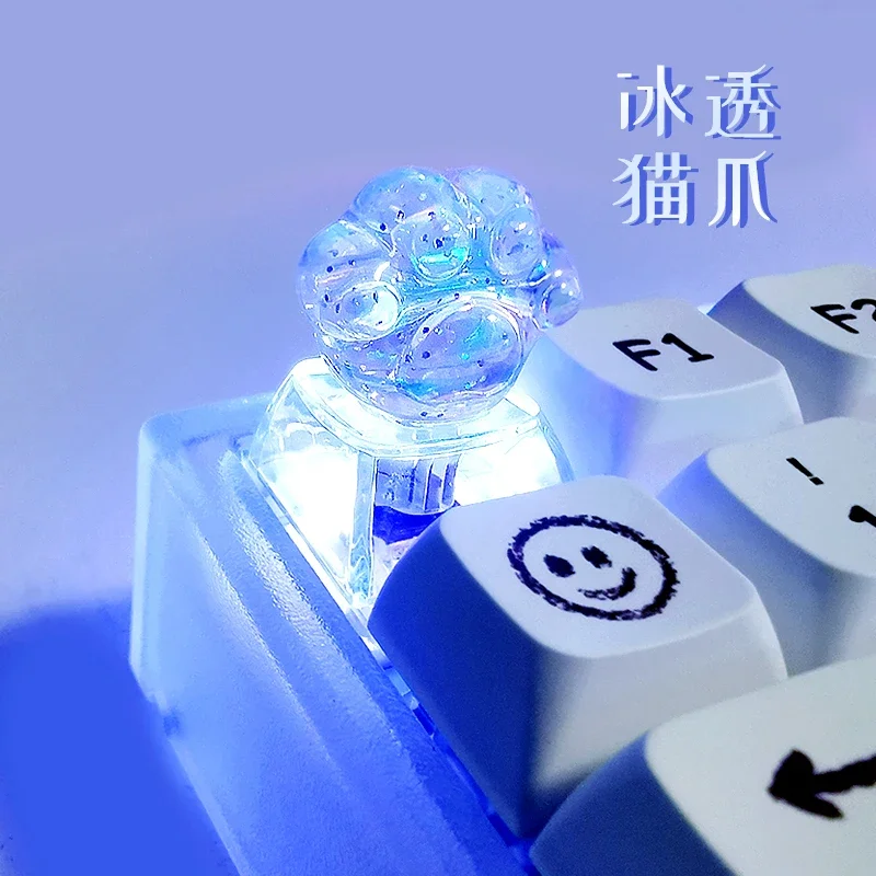 

Creative Transparent Cat Claw Keycap Cute Sparkling Pink Mechanical Keyboard Keycap Cherry Mx Switch Cross Axis Keycap