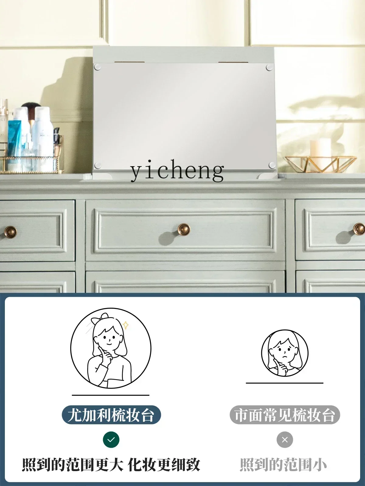 C6.19  clamshell dressing table storage cabinet integrated bedroom beauty table makeup cabinet American dressing table