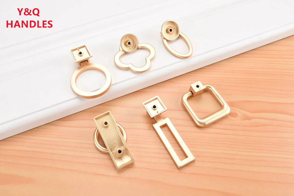 Handles Drawer Cabinet Furniture Kitchen Handles for Cabinet Knob Door Drawer Furniture Kitchen Golden Single hole Rings Knob