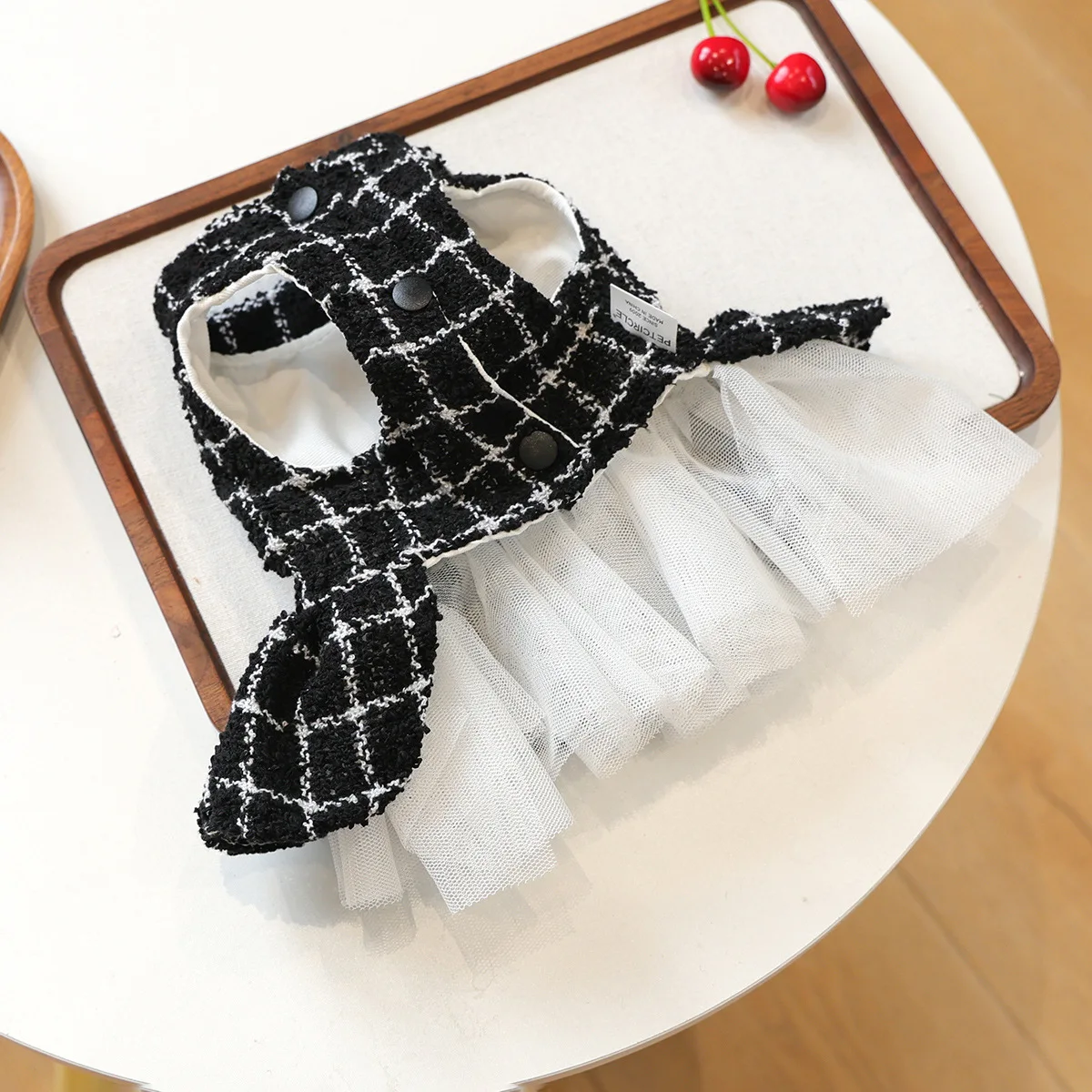 Luxuriöses Rosen-Hundekleid für den Winter, dickes Prinzessinnenkleid mit Schleife, Hochzeitskleid für kleine Haustiere, Katzenkostüm, Rock für Terrier, Yorkies, Mops – Detail 11