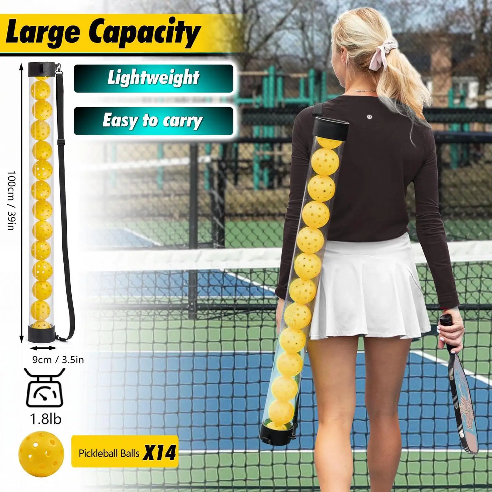 Pickleball Pick up Device Tennis Balls Collector Pick Tube Clear Pickleball Pickup Tube for Exercise Outdoor Practice Training