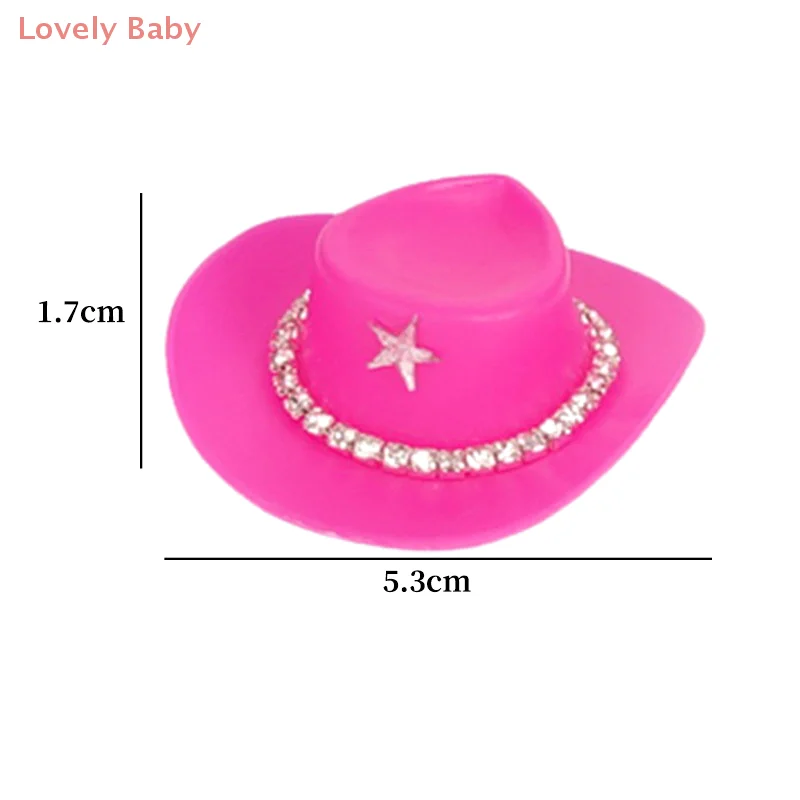 Acessório de boneca em miniatura de 5 peças, chapéus de cowboy ocidentais de plástico