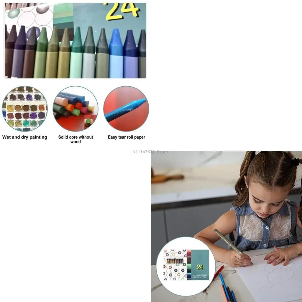 

24 цветовой водорастворимый неизгладимый карандаш для студентов-раскраски живопись