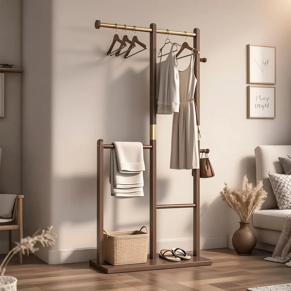 

Solid Wood Coat Rack, Coat Rack Freestanding Sturdy Coat Hanger Stand for Entryway Living Bedroom