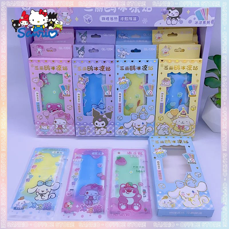 

12pcs Sanrio Creative Cartoon Cool Stickers Kuromi Cinnamoroll Students Summer Prevention Children Cooling Stickers Stationary