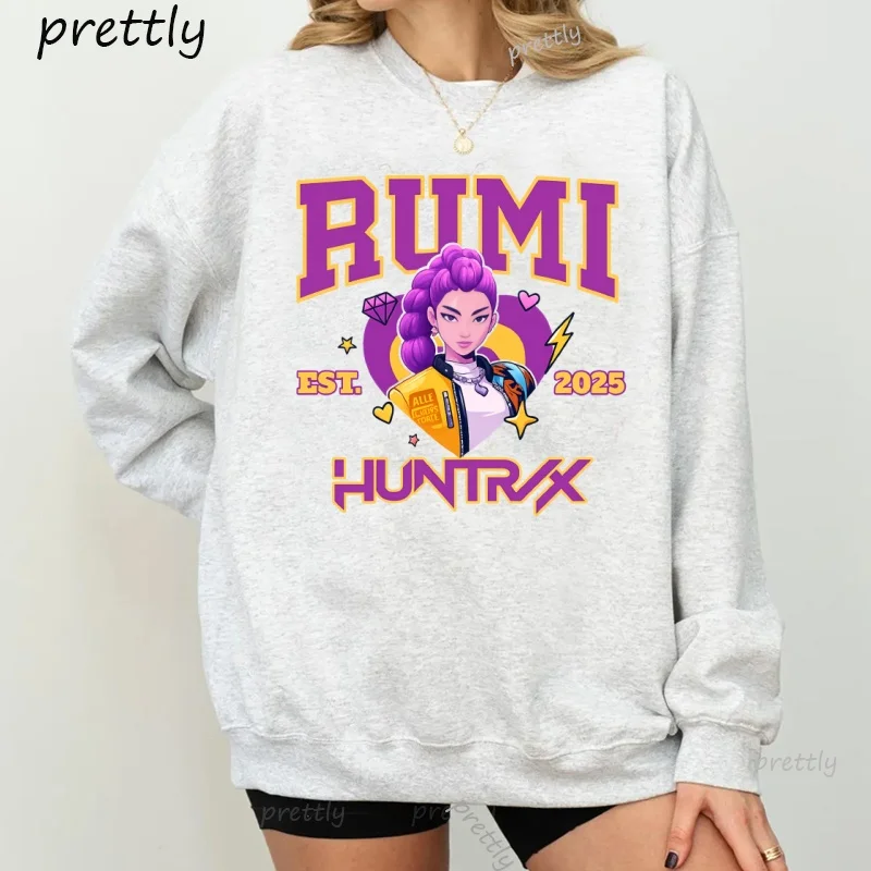 Huntrix Crewneck البلوز Kpop شيطان الصيادين هوديس رومي زوي ميرا الجرافيك هوديس البلوز هودي Y2k كم طويل الشارع الشهير
