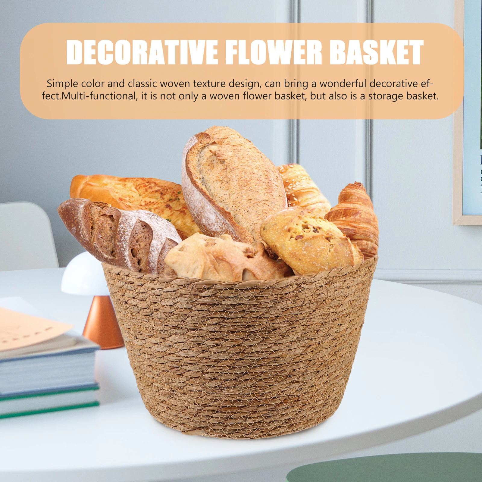 

2pcs Straw Woven Flower Basket Handmade Decorative Storage Basket For Home Bedroom Living Room Plant Baskets Indoor Outdoor