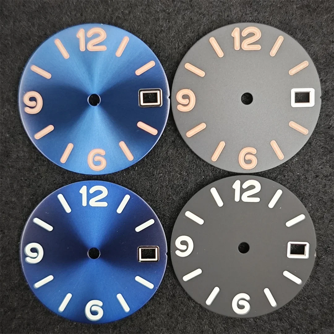 

28.5mm Watch Dial Blue / Black Digital Surface Yellow Green Luminous Watch Faces Watch Accessories for NH35/ NH36/ 4R Movement